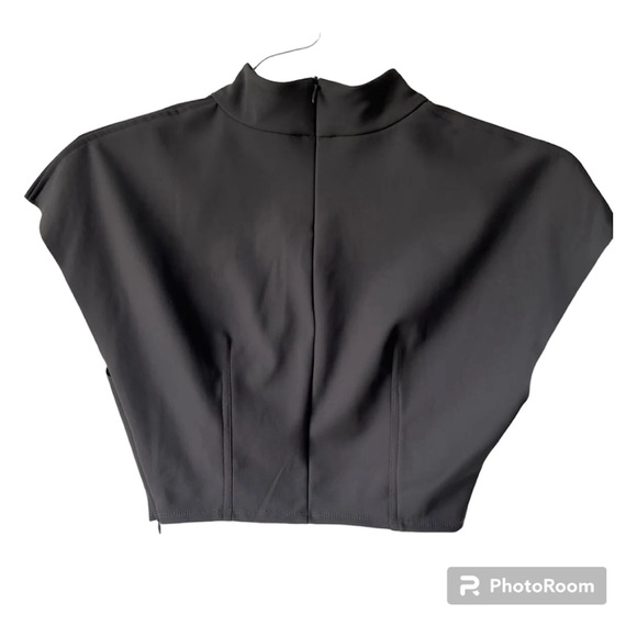 Zara Technical Top Gray Mock Neck Top Zipper - Picture 3 of 3